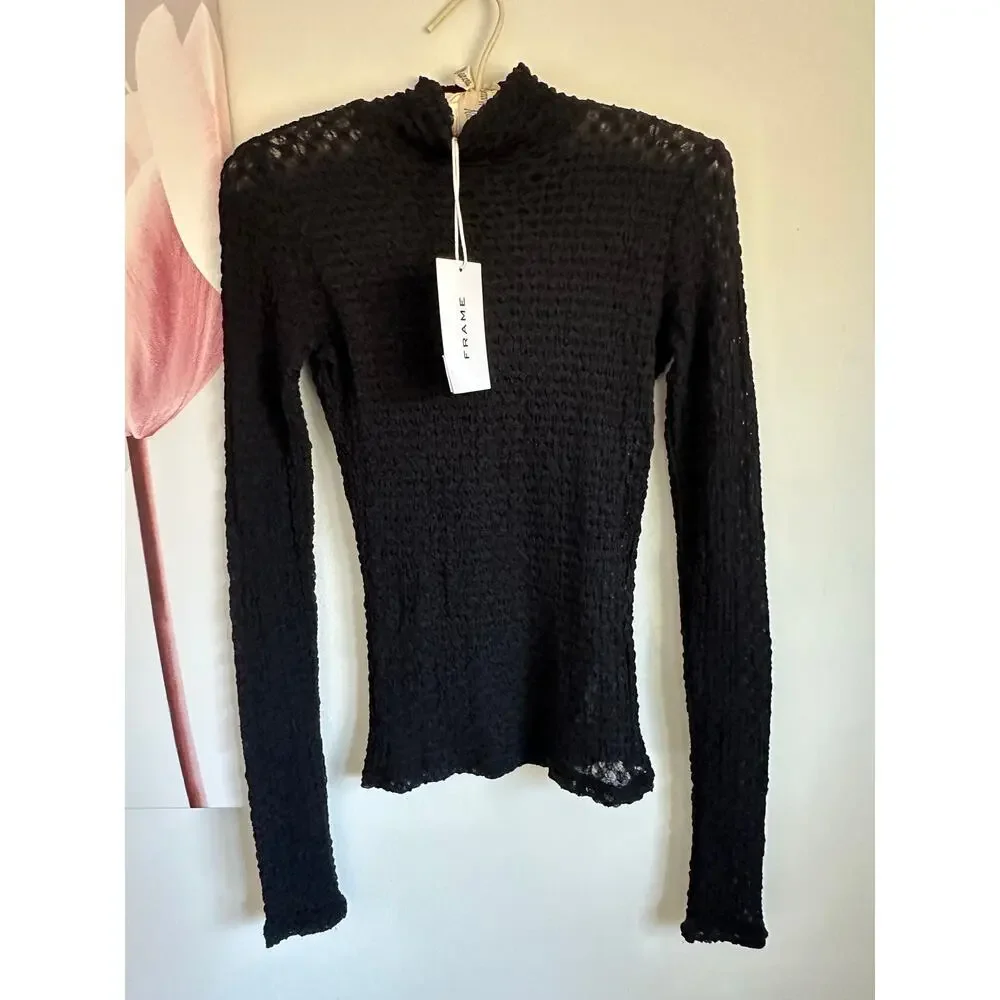 Frame Mesh turtleneck nwt black XS